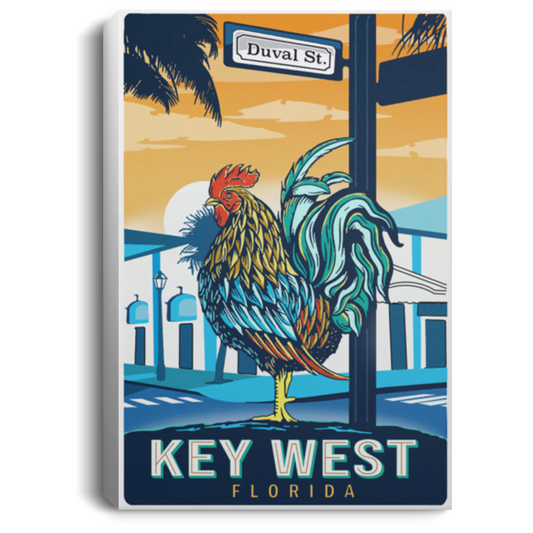 Birthday Gifts Wall Art Canvas Painting Chicken Key West Florida Canvas with Frame Size 8x12 Gift for Women, Awesome Christmas, Decor Livingroom Print CANPO75 Portrait Canvas .75in Frame