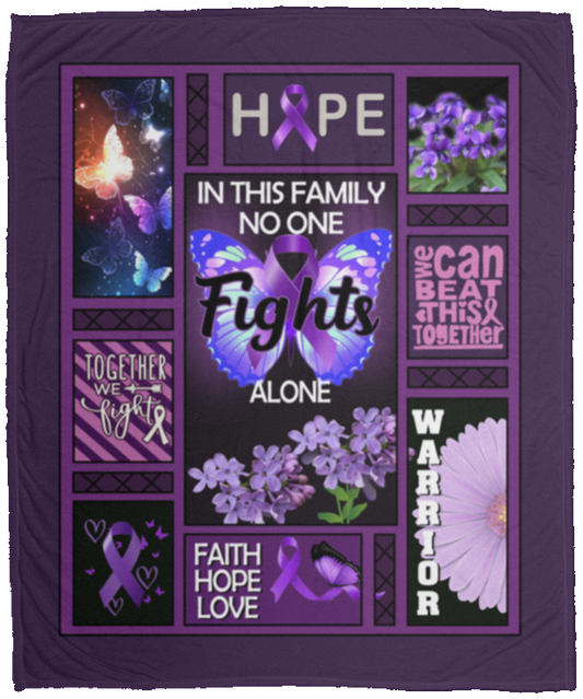Premium Blankets In This Family No One Fights Alone Pancreatic Cancer Awareness Fleece Blanket – Premium Sherpa Blanket Gift Family Awesome On Christmas Cozy Plush Fleece Blanket 50x60 White VPM Cozy Plush Fleece Blanket - 50x60