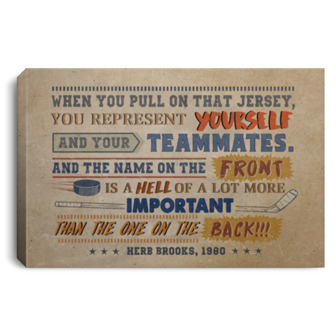 Greatest Quote When You Pull On That Jersey HB Quote US Olympic 1980 Framed Canvas Prints - Hockey Size 16x24, 0.75 in CANLA75 Landscape Canvas .75in Frame