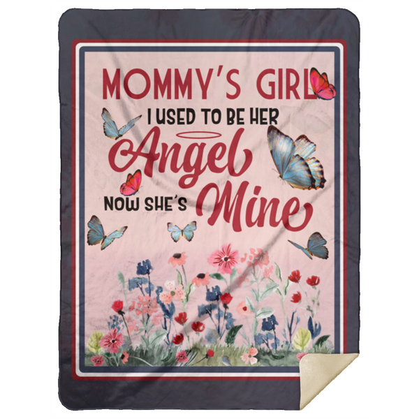 Design Blankets MOMMY’s Girl I Used to Be His Angel Now He’s Mine Premium Gift Family Awesome On Birthday, Decor Home Sherpa Blanket 60x80 Black MSHL Premium Mink Sherpa Blanket 60x80