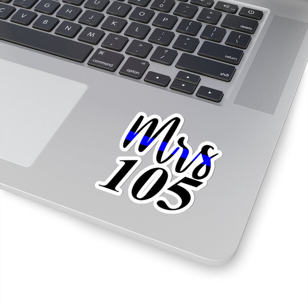 1 Pcs Sticker Decor Thin Blue Line Mrs Sticker, Mrs Police Officer, Police Wife, Mrs Badge Number, LEOW Sticker, Weather Resistant Sticker, Custom, Personalized size custom Sticker for Laptop Decal Wa   105