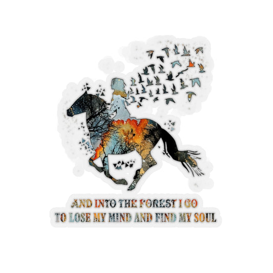 1 Pcs Sticker Decor Horse And into the forest I go to lose my mind and find my soul Sticker, Animal forest sticker, Hippie Sticker, camping sticker size custom Sticker for Laptop Decal Wall Laptop ful