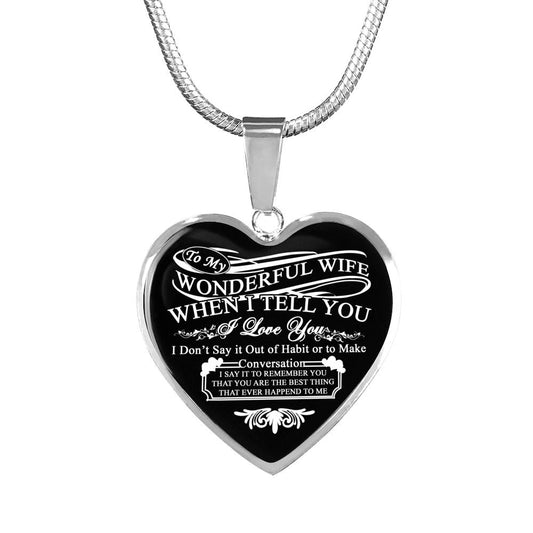 To My wonderful Wife Heart Pendant Meaningful Gifts For Woman On Xmas, Valentine