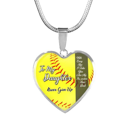 To my daughter baseball Heart necklace