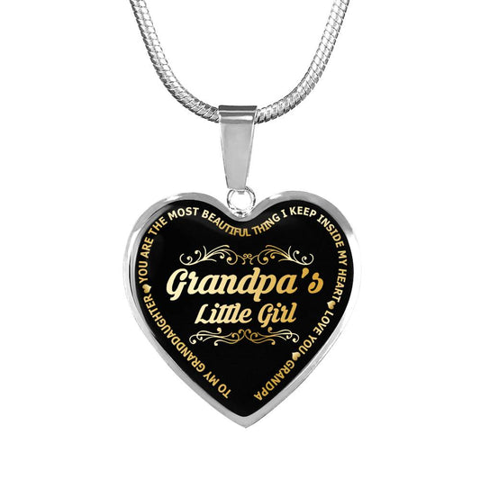 Granpa's Little Girls To My Granddaughter Heart Pendant Customized Gift For Kids - fix 2