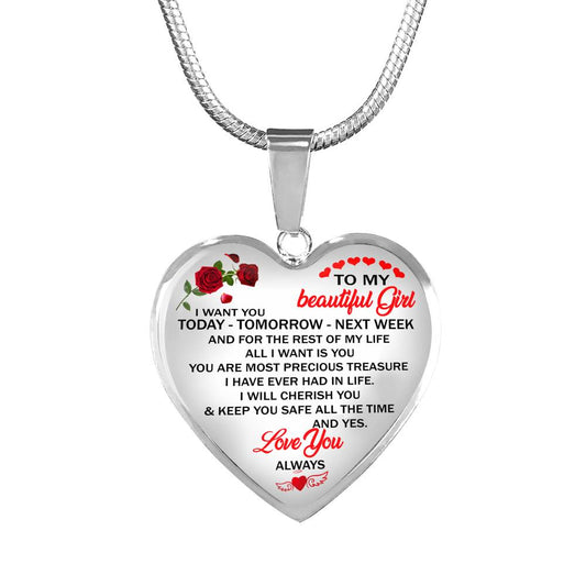 To My Beautiful Wife Heart Pendant Unique Gifts For Her From Husband on Valentine, Xmas