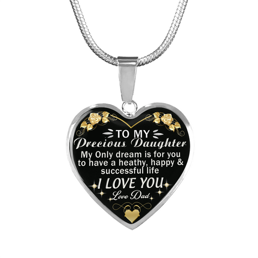 To My Precious Daughter Heart Necklace Jewelry - Love You - Unique Gifts For Kid