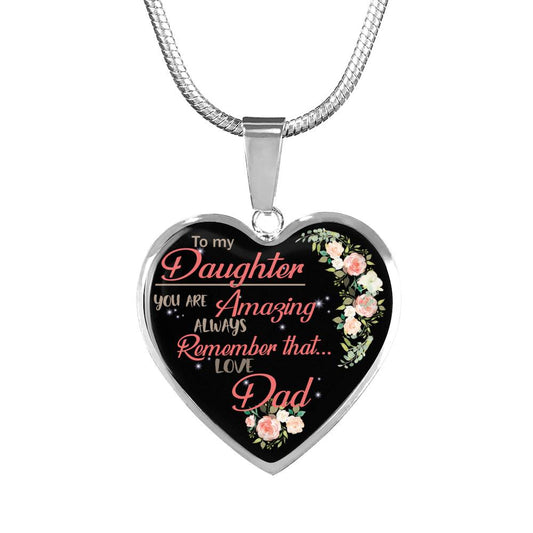 Daddy Love You Father Daughter Heart Pendant Necklace Personalized Gift For Girl