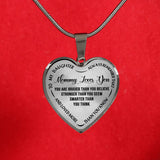 Mommy Love You Mother daughgter heart pendant necklace - you are braver tyhan you believe - Inspirational Quote gift ideas for your kids