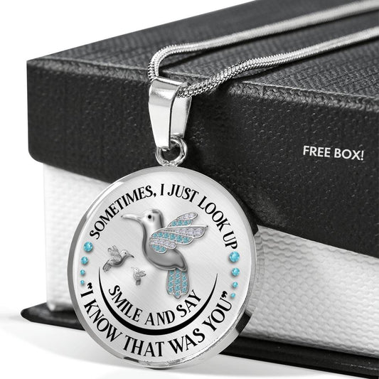 Gifts Personalized Hummingbird Sometimes I Just Look Up Smile And Say I Know That Was You Memorial Circle Pendant Necklace circle luxury necklace silver ASIN: B08HSG327H SKU: ohyespheteme10-9_387