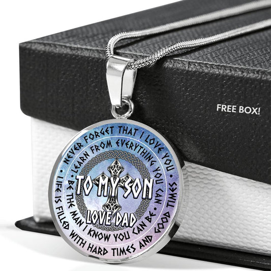 To My Son Circle Necklace - Chain Gift From Dad - Birthday Gifts for Teen Boys neck brother 26.12