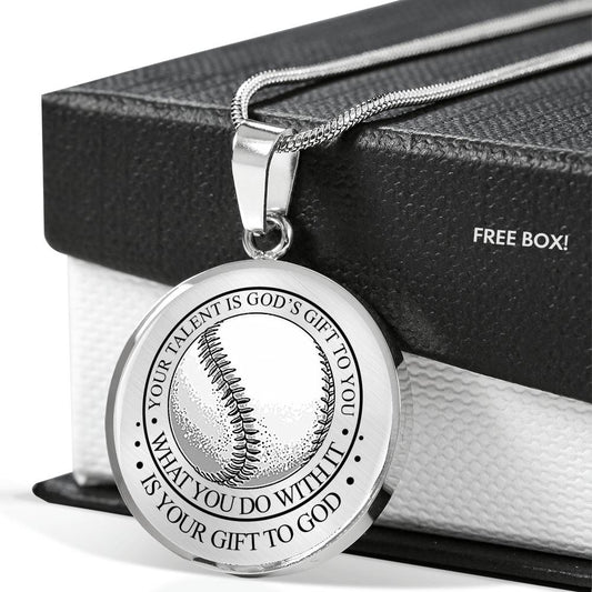 Necklace Gifts Baseball Player Sports Circle Necklace Your Talent is God's Your Gift is What You Do no-Engrave Birthday Son Baseball Necklace for Boys - Silver ASIN: B08JCXXWNL