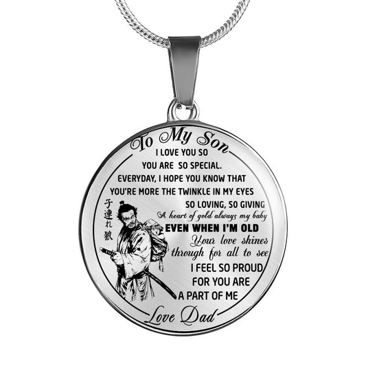 Bushido Japan - Samurai Warrior To My Son Necklace Jewelry - HOT TREND - Personalized Gifts For Kid On Birthday Anniversary, 18k Gold Plated/ Stainless Steel