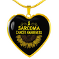 Sarcoma Cancer Awareness Heart Necklace no-Engrave I Wear Yellow Ribbon Sunflower Love Support Survivor Gift Birthday