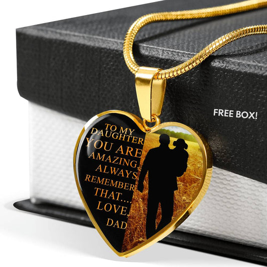 Meaningfull Father Daughter Heart Necklace - Birthday Gift For Girls From Dad - Always Rember that ..Dad loves you - Motivational Gift Idea For Girls/ Children
