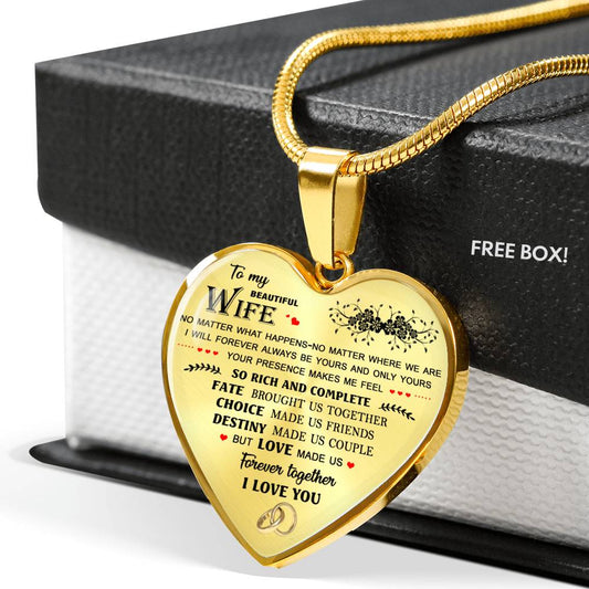 To My Beautiful Wife Necklace Heart Pendant -Best Gifts Wife - From Husband n-05.12