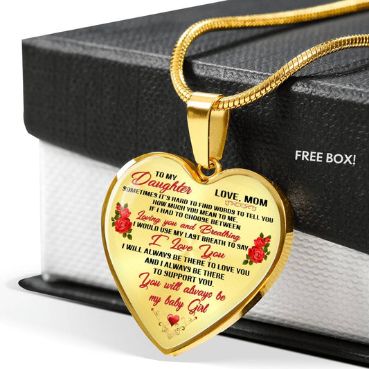 Mother And Daughter - To My Daughter Necklace Heart Pendant Gift From Mom n-05.12