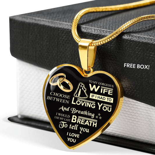 To My Wife I Love You Luxury Necklace Birthday Gift Husband Anniversary Wedding n-05.12