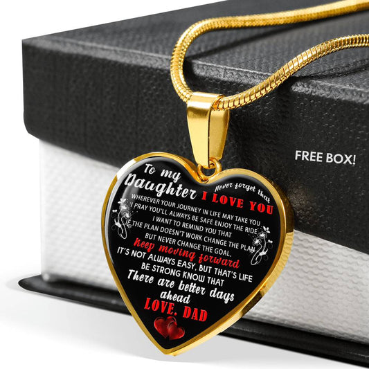 Father Daughter Heart Necklace - girl's Jewelry - Meaningful Birthday Gift from dad - daughter gifts heart - gang gift for children