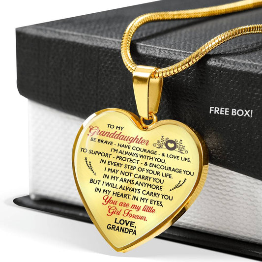 To My Granddaughter Necklace Heart Pendants Gift - From Grandpa n-05.12