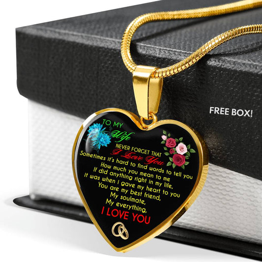 To My Wife, Perfect Gift For Wife Love Your Husband - Gold Necklace Heart n-05.12