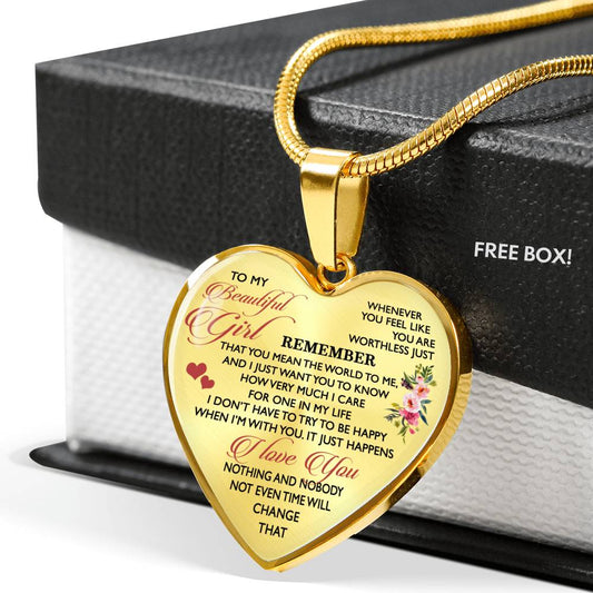 To My Beautiful Girl - I Love You Quotes Necklace Custom - From Boy For Her n-05.12
