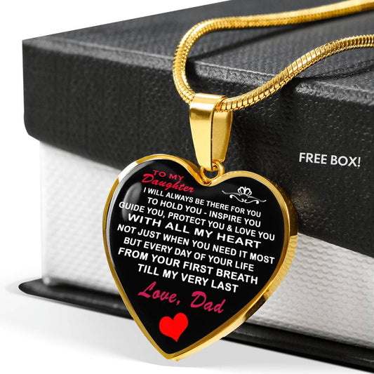 To My Daughter Love Dad - Father and Daughter Necklace Heart Gift from Daddy n-05.12