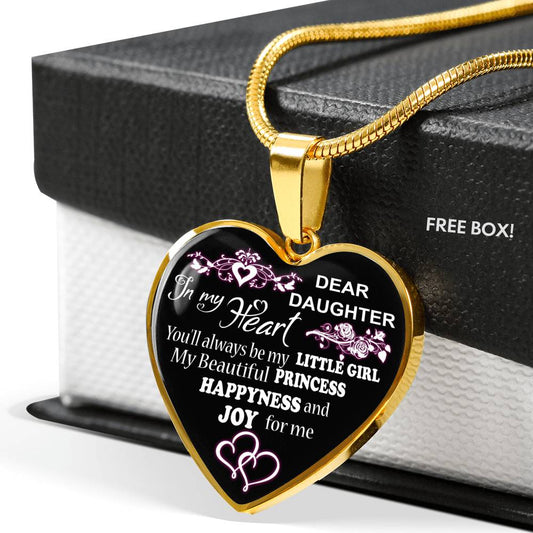 Personalized to My Beautiful Daughter Heart Pendant Custom Engraved Necklace for Girls -You Will Always Be My Litter Girl -Meaningful Gift for KidTeenagers Children On Birthday, Xmas n-05.12
