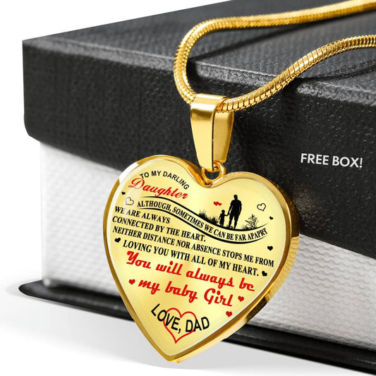 To my Darling Daughter Love DAD Luxury Heart Shaped Necklace Anniversary Gift n-05.12