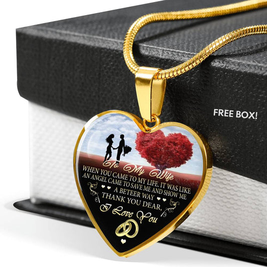 To My Wife Heart Pendant Chain - From Husband - Gift Valentine's, Anniversary n-05.12