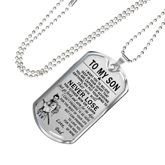 To My Son Dog Tag - Military Chain silver - Unique Birthday Gifts for Kids