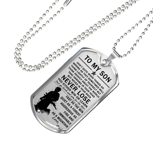 To My Son Dog Tag - Samurai warrior Necklace - Unique Birthday Gifts for Kids