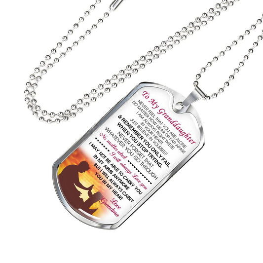 To My Granddaughter Necklace Pendant - Inspirational Quote Sayings For Her - Personalized Birthday Gifts Ideas For Kids From Grandma On Anniversary, Xmas..