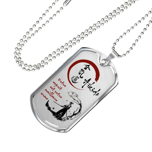 Aikido - Japanese samurai necklace jewelry To My son dog tag- best gifts for men