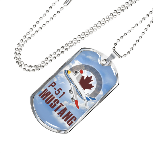 Men Military dog tag - Necklace Pendant - P51 Mustang - Independence Day 4th July