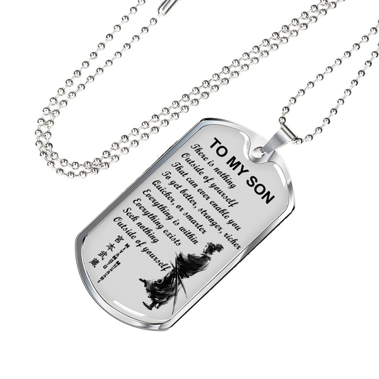 Samurai Warrior Dog Tag To My Son Necklace Jewelry - Encourage Gifts For Son