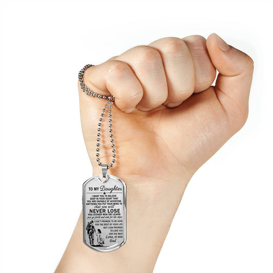 To My Daughter Dog Tag Necklace Jewelry For Teen Girls - HOT DESIGN - Love For The Rest Of Mine - Best Birthday Gift For Your Child/ Children Silver/18K Gold Plated Stainless Steel