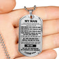 AZ Gifts Romantic Gift for Men to My Man Dog tag - Boyfriend Necklace - Husband Gift from Woman - Sweat Quote Saying for Him - Meaningfull Birthday Gift for Your Love on Xmas, Birthday, Valentine Day