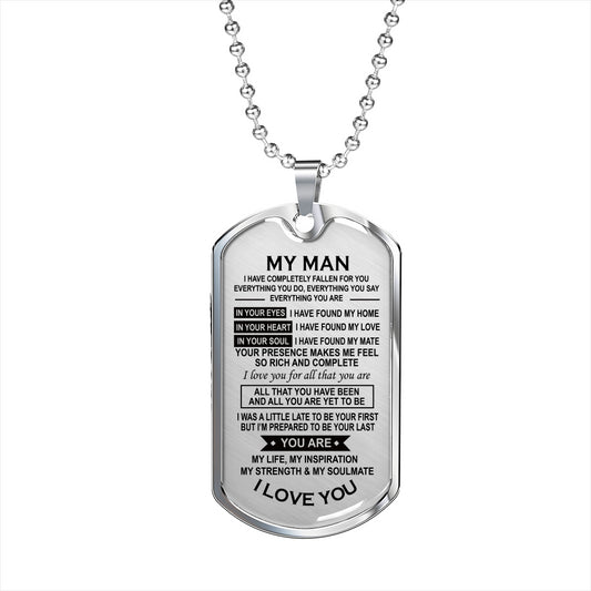 ThisYear My Man Pendant Military Ball Chain - You are My Life, Inspiration, Strength, Soulmate Dog Tag Necklace - Personalized Birthday Gifts for Husband Boyfriend Fiance ASIN: B07GGXXNK3 SKU: kakakagiethj10
