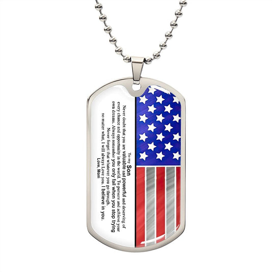 Gift for Adult Son, Mother Son Necklace, Dog Tag for Son, Gift for Son, Son Gifts from Mom, Gift for Grown Son Luxury Box w/LED + Yellow Necklace by VIRAGIL Brand (x1) 65.99 NecklaceforSON-Mom_6Luxury+Yellow