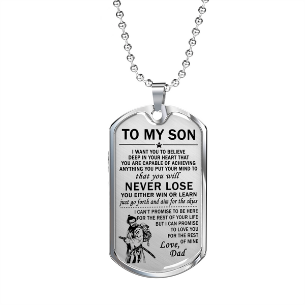Samurai japan Necklace - To My son Dog Tag- Best gifts For Son