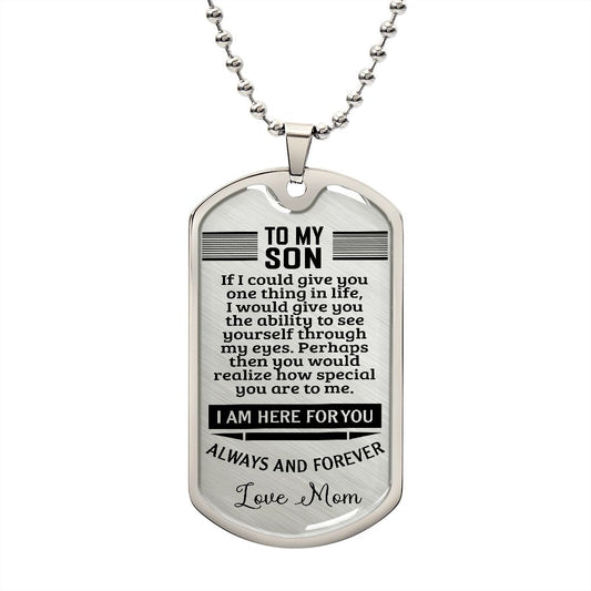 To My Son Dogtag Necklace Gift, Birthday Gift For Son, Christmas Gift From Mom To Son, Graduation Gift Standard Box + Silver Necklace by VIRAGIL Brand ASIN: B0BK4L5B9V SKU: NecklaceforSON-Mom_8Standard+Silver