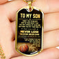 BASKETBALL To my son DogTag-Necklace for boy On Birthday, tmas Stainless Streets