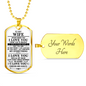 Meaningful Quote to My Wife Never Forget That I Love You Dog Tag Necklace Birthday Anniversary Graduation Gift Wife Necklace 30 inch Chain  Luxury Necklace (Silver) Stainless Steel