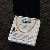 ASIN: B0BK4L69WP SKU: NecklaceforSON-Mom_4Standard+Silver 	 Football Gift For Son, Cuban Link Chain Gift