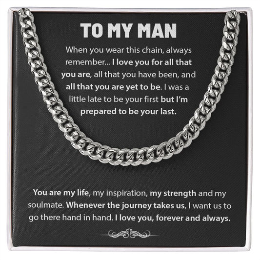 Gifts To Keep Cuban Link Chain Gift for Him, 1St for Husband, Boyfriend Gift Idea, Boyfriend Necklace, Long Distance Boyfriend Gift, Necklace Jewelry Box and Message Card, Luxury Box NECKLACE-BF-DUCVIN271221-07