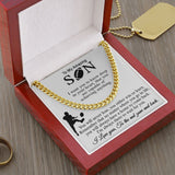 ASIN: B0BK4L69WP SKU: NecklaceforSON-Mom_4Standard+Silver 	 Football Gift For Son, Cuban Link Chain Gift