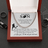 ASIN: B0BK4L69WP SKU: NecklaceforSON-Mom_4Standard+Silver 	 Football Gift For Son, Cuban Link Chain Gift