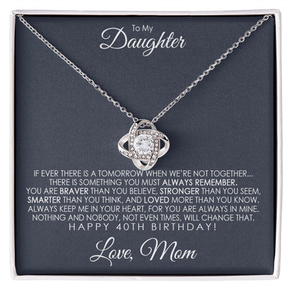 Daughter's 40th Birthday Necklace Gift With Message Card, To My Daughter 40th Birthday Gift, Daughters 40th Birthday