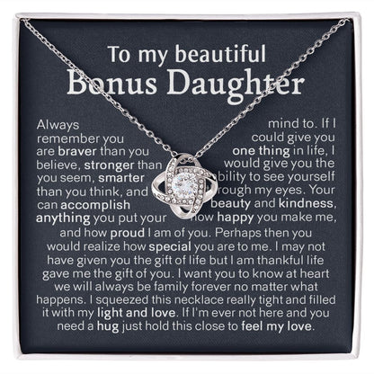 to My Bonus Daughter, Bonus Daughter Necklace, Step Daughter Necklace, Gifts for Stepdaughter, Gifts for Bonus Daughter, Bonus Daughter Gifts, Step Daughter Gifts Love Knot Necklace A8